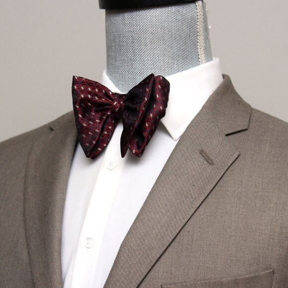 Men's Self-tied Bow Tie 100%Silk Big Butterfly S633 Maroon Ornament - Picture 12 of 15